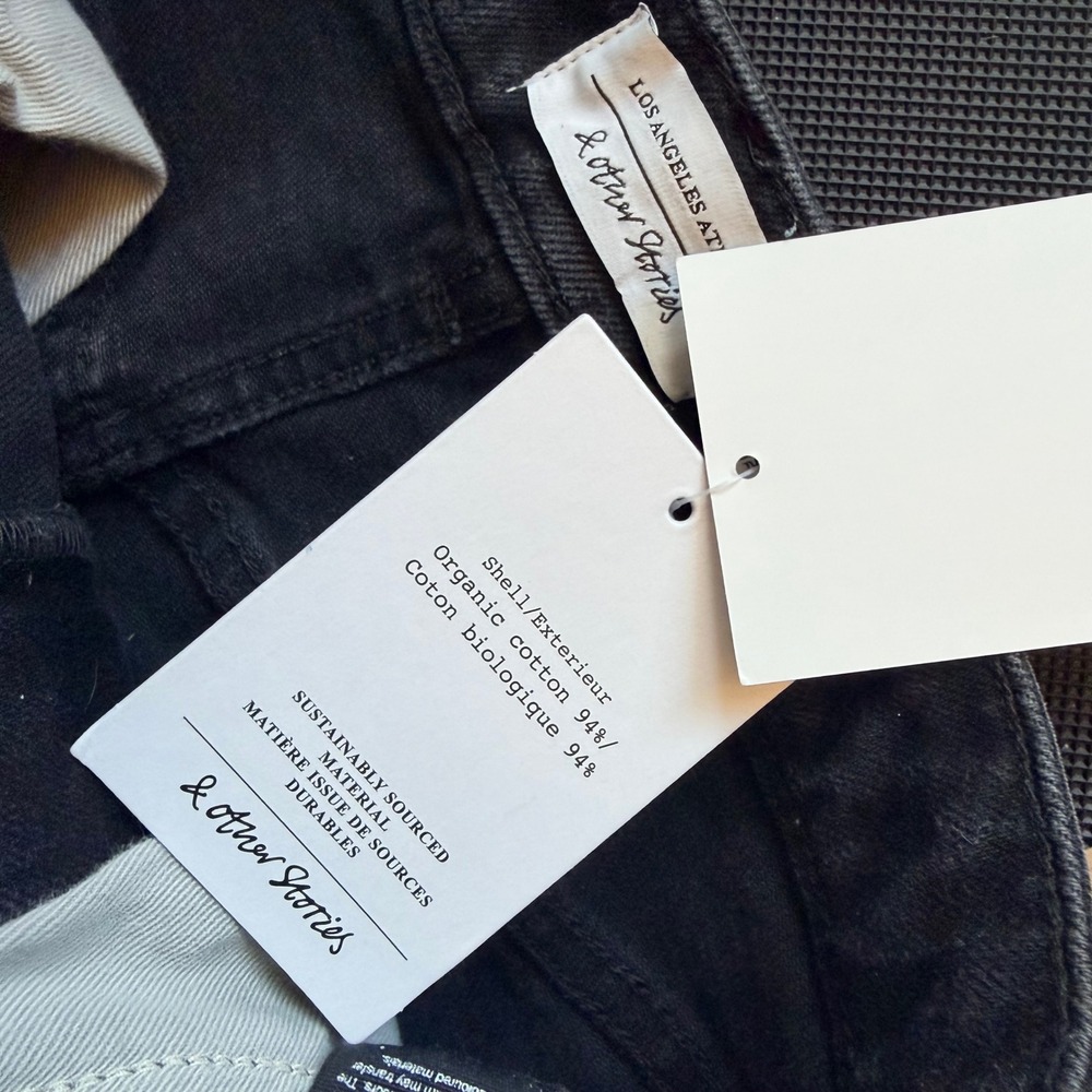 & Other Stories Los Angeles Atelier Black High Waisted Denim Shorts Size 2 NWT - Picture 7 of 7